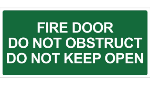 FIRE DOOR DO NOT OBSTRUCT DO NOT KEEP OPEN 365 X 170MM GREEN PLASTIC
