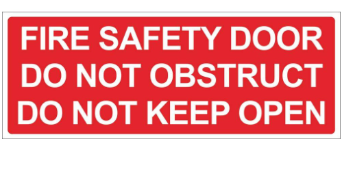 FIRE DOOR DO NOT OBSTRUCT DO NOT KEEP OPEN 320 X 120MM RED VYNIL STICKER