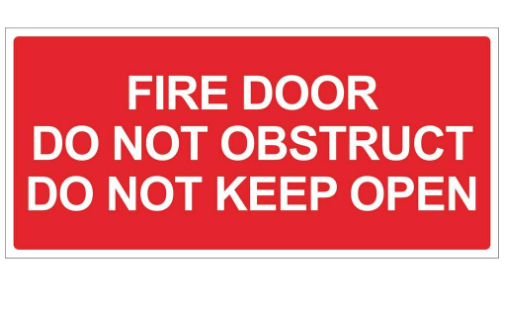 FIRE DOOR DO NOT OBSTRUCT DO NOT KEEP OPEN 365 X 175MM RED PLASTIC